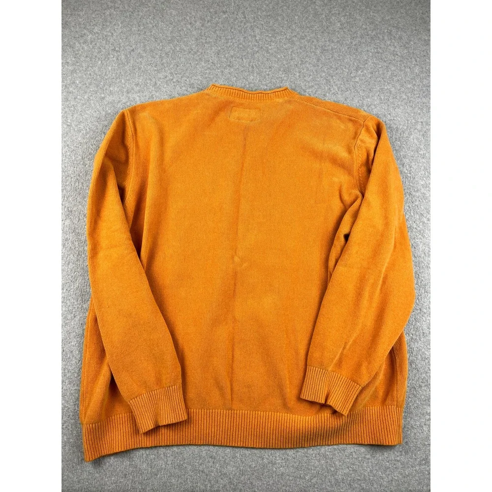 32 Bar Blues Sweater Mens XXL Orange Crew Neck Cotton Long Sleeve Knit